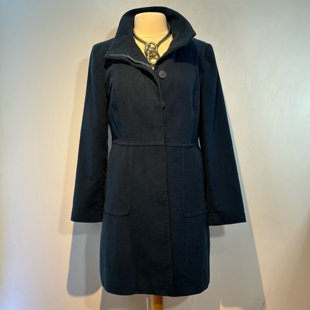 White Stuff teal funnel neck Italian Fabric coat Size 14